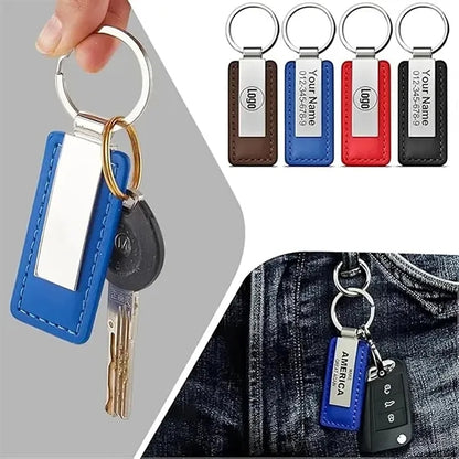 Metal and PU Leather Keychain Pendant