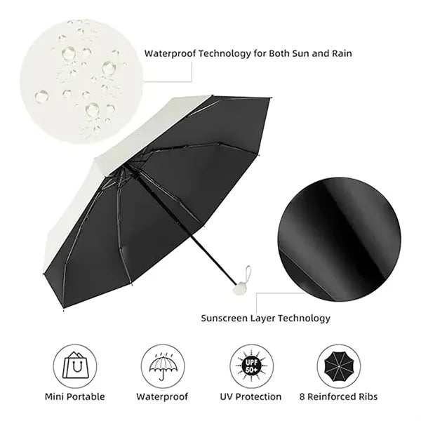 Mini Windproof Sun & Rain Pocket Folding Umbrella With Case