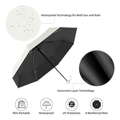 Mini Windproof Sun & Rain Pocket Folding Umbrella With Case