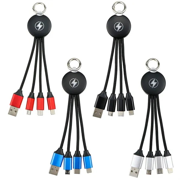 Custom 3-in-1 LED Logo USB Charging Cables Keychain