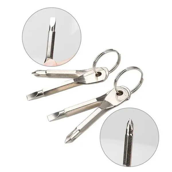 Magnetic Tips Chrome Vanadium Steel Keychain Screwdriver Set