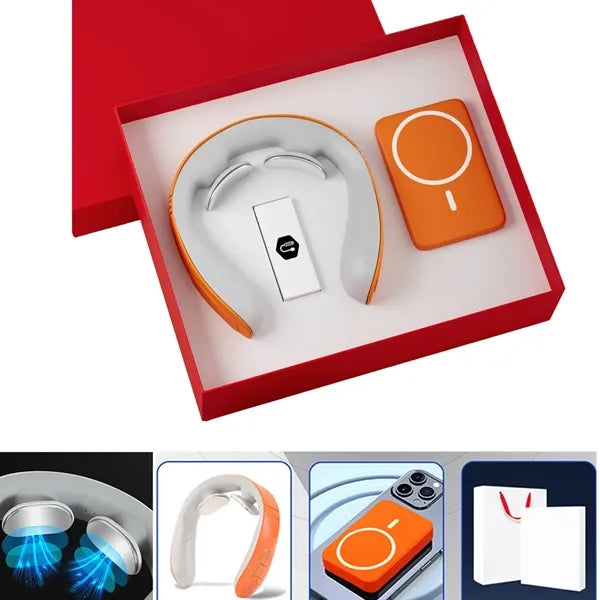 Promotional Gift Neck Massager Power Bank Set Custom Logo