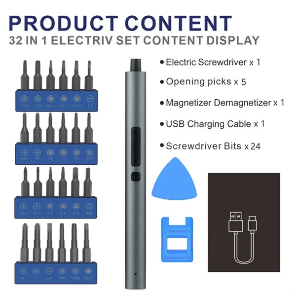32-in-1 Practical Multi-Functional Electric Screwdriver Kit