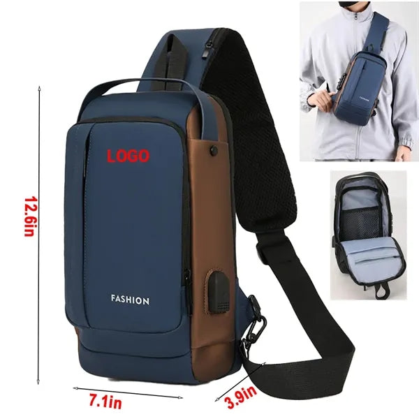 USB Charging Sport Sling Anti-Theft Shoulder Bag