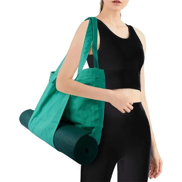 Spacious Adjustable Strap Durable Canvas Yoga Mat Tote Bag