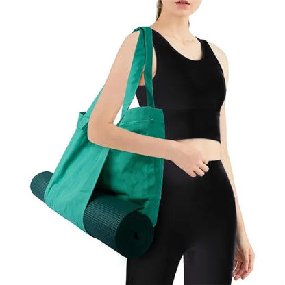Spacious Adjustable Strap Durable Canvas Yoga Mat Tote Bag