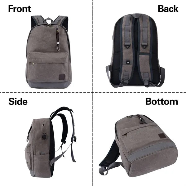 Waterproof Spacious Multi-Compartment Backpack with USB Port