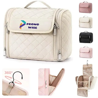 Waterproof Padded Multi-Pocket Rotatable Hook Makeup Bag