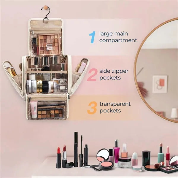 Waterproof Padded Multi-Pocket Rotatable Hook Makeup Bag