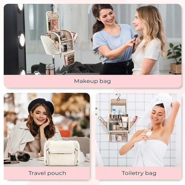 Waterproof Padded Multi-Pocket Rotatable Hook Makeup Bag