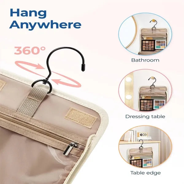 Waterproof Padded Multi-Pocket Rotatable Hook Makeup Bag