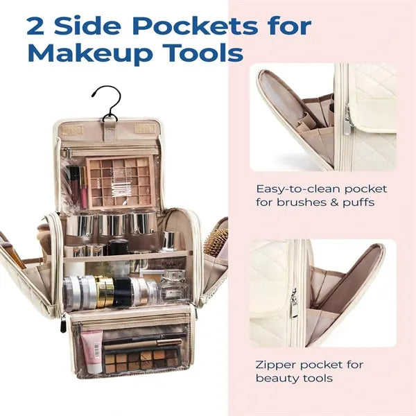 Waterproof Padded Multi-Pocket Rotatable Hook Makeup Bag