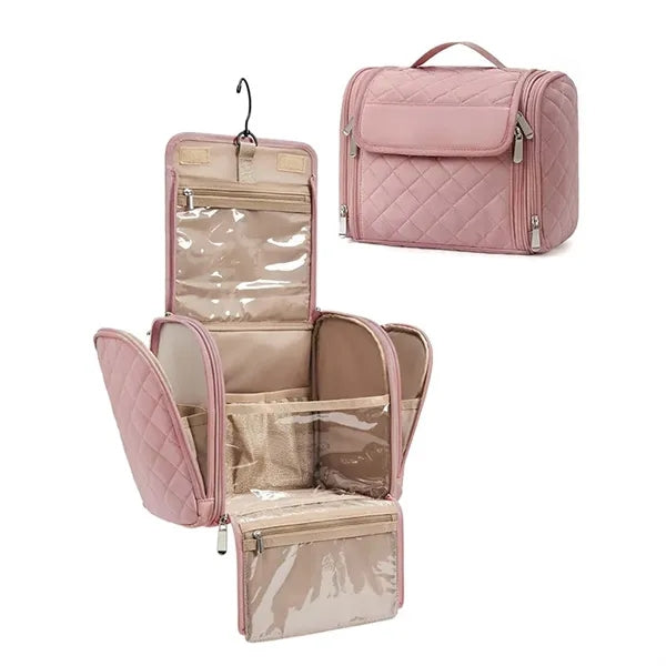 Waterproof Padded Multi-Pocket Rotatable Hook Makeup Bag