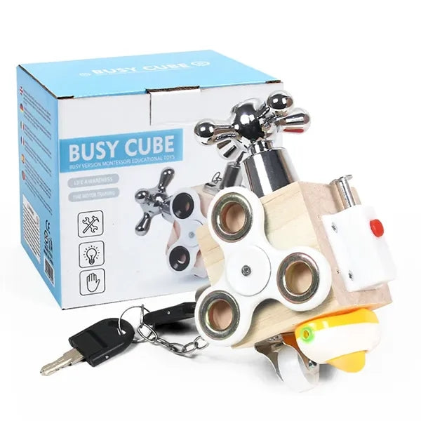 Wooden Busy Cube Sensory Fidget Toy