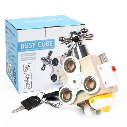 Wooden Busy Cube Sensory Fidget Toy