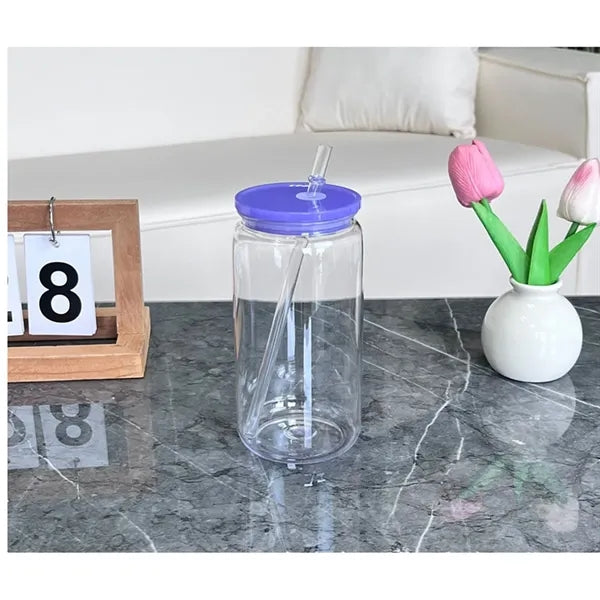 16oz Plastic Drinking Clear Can Cups With Lid