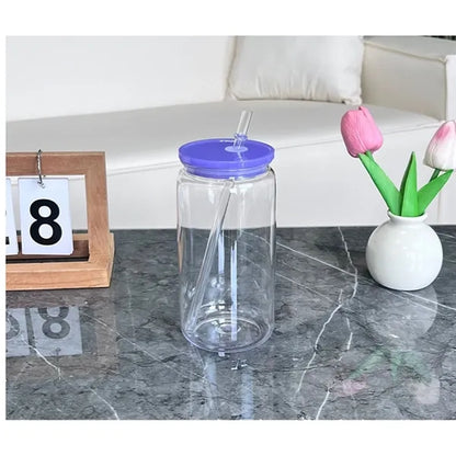 16oz Plastic Drinking Clear Can Cups With Lid