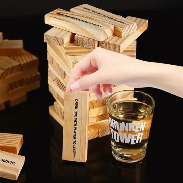 Wooden Stacking Block Drinking Game Set