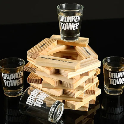 Wooden Stacking Block Drinking Game Set