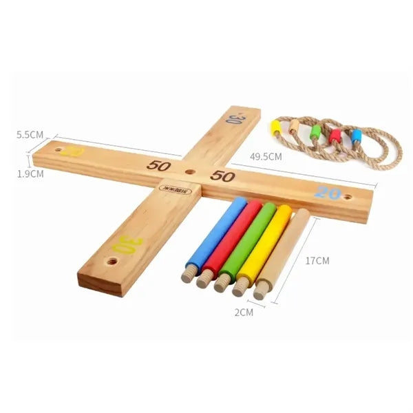 Wooden Ring Toss Game Set for Outdoor & Indoor Fun