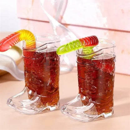 Mini Novelty Cowboy Boot Shaped Plastic Shot Glass