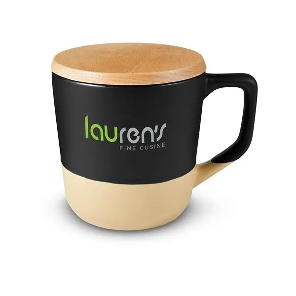 16.5 oz Boston Ceramic Mug With Wood Lid