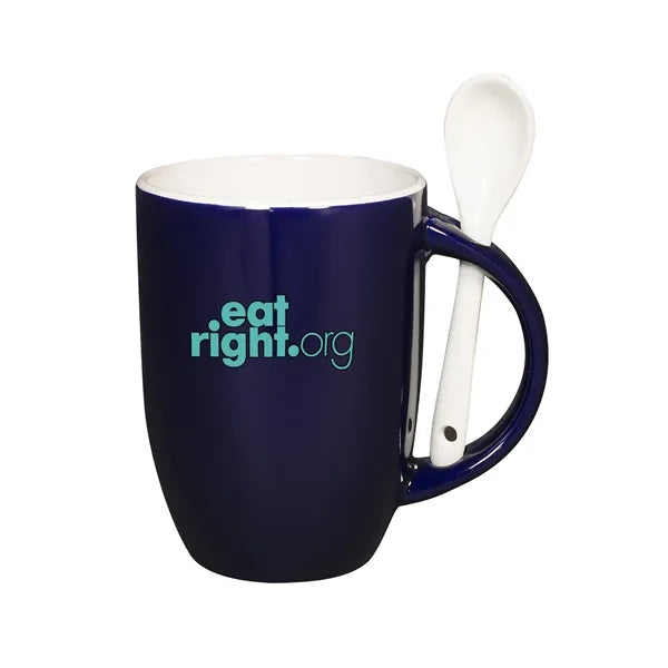 12 oz Dapper Ceramic Mug With Spoon