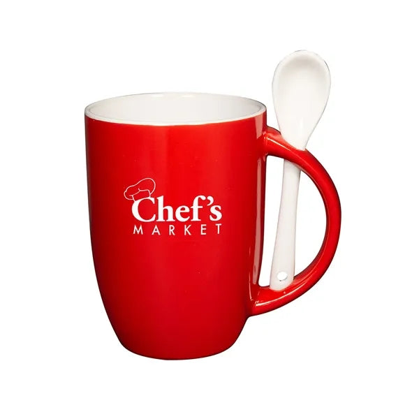 12 oz Dapper Ceramic Mug With Spoon