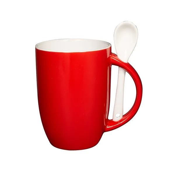 12 oz Dapper Ceramic Mug With Spoon
