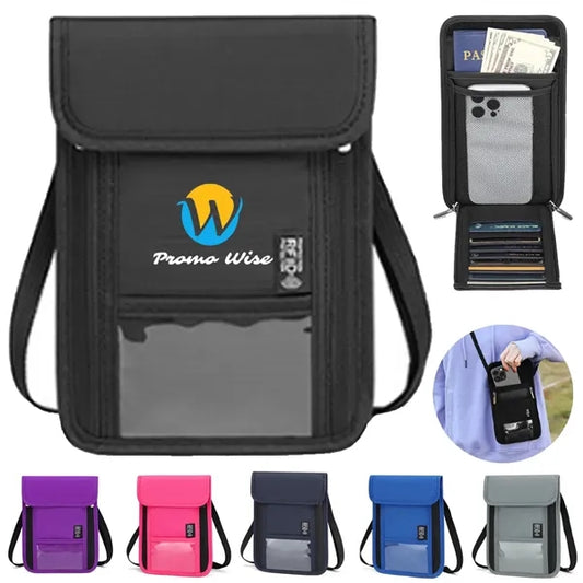 Multi-Pocket Adjustable Strap Oxford Cloth RFID Neck Wallet