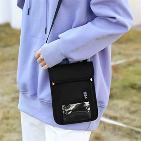 Multi-Pocket Adjustable Strap Oxford Cloth RFID Neck Wallet