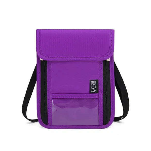 Multi-Pocket Adjustable Strap Oxford Cloth RFID Neck Wallet