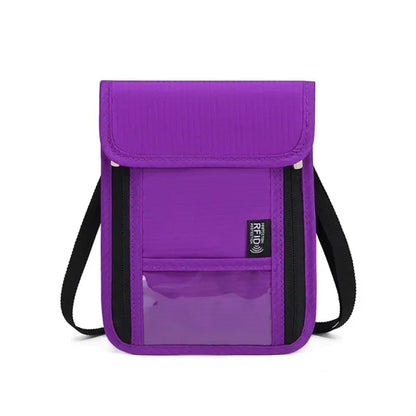 Multi-Pocket Adjustable Strap Oxford Cloth RFID Neck Wallet