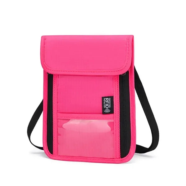 Multi-Pocket Adjustable Strap Oxford Cloth RFID Neck Wallet
