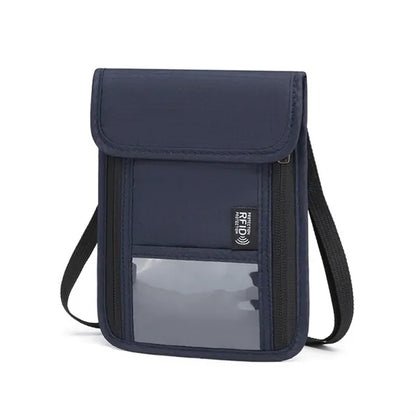 Multi-Pocket Adjustable Strap Oxford Cloth RFID Neck Wallet