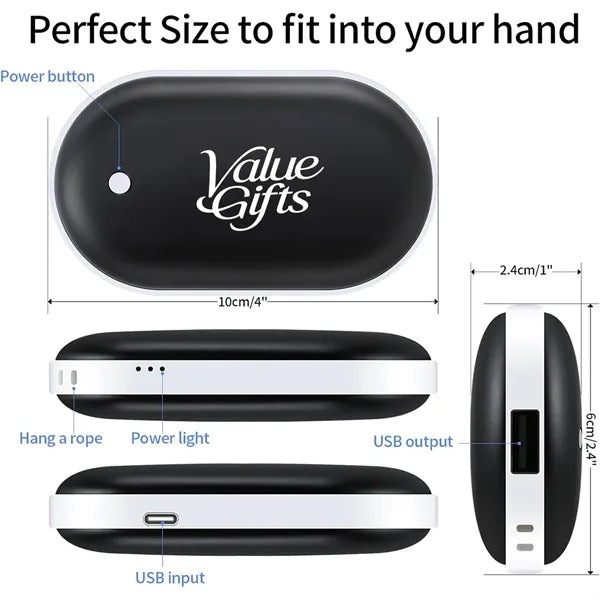 Custom Pebble Shaped Electric Hand Warmer Power Bank