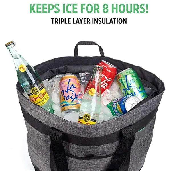 Spacious Foldable Wide Shoulder Strap Insulated Cooler Tote