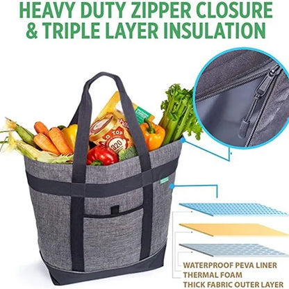 Spacious Foldable Wide Shoulder Strap Insulated Cooler Tote