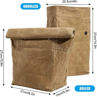 Insulated Leak Proof Magnetic Closure Waxed Canvas Lunch Bag