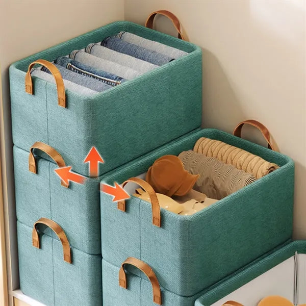 6-Cube Spacious Sturdy Frame Cotton-Linen Storage Organizer