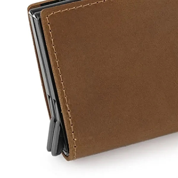 Slim Multi-Slot Quick Access Aluminum RFID Leather Wallet