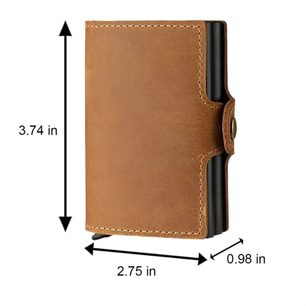 Slim Multi-Slot Quick Access Aluminum RFID Leather Wallet