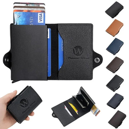 One-Click Pop-Up Slim Anti-Theft RFID-Blocking PU Cardholder