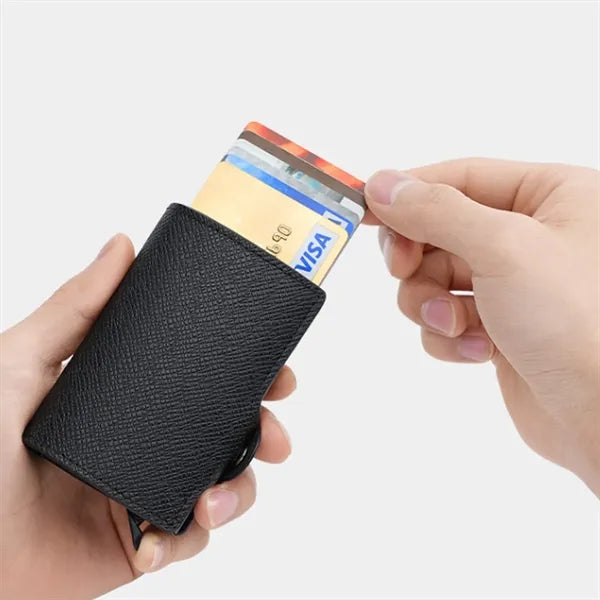 One-Click Pop-Up Slim Anti-Theft RFID-Blocking PU Cardholder