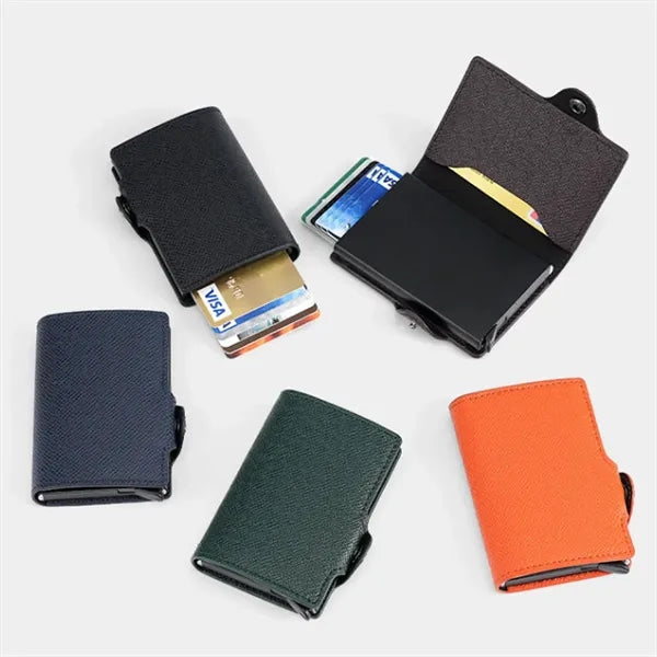 One-Click Pop-Up Slim Anti-Theft RFID-Blocking PU Cardholder