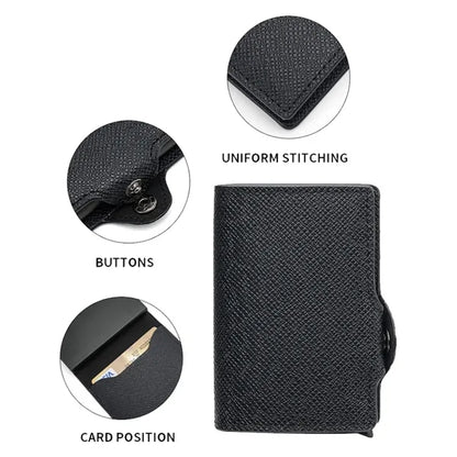 One-Click Pop-Up Slim Anti-Theft RFID-Blocking PU Cardholder