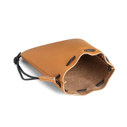 Vintage Secure Closure Wrist Loop Cowhide Drawstring Wallet
