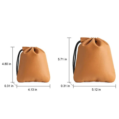Vintage Secure Closure Wrist Loop Cowhide Drawstring Wallet