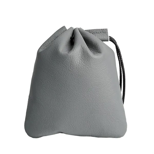 Vintage Secure Closure Wrist Loop Cowhide Drawstring Wallet