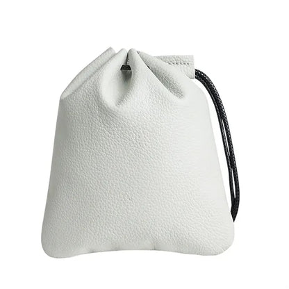 Vintage Secure Closure Wrist Loop Cowhide Drawstring Wallet